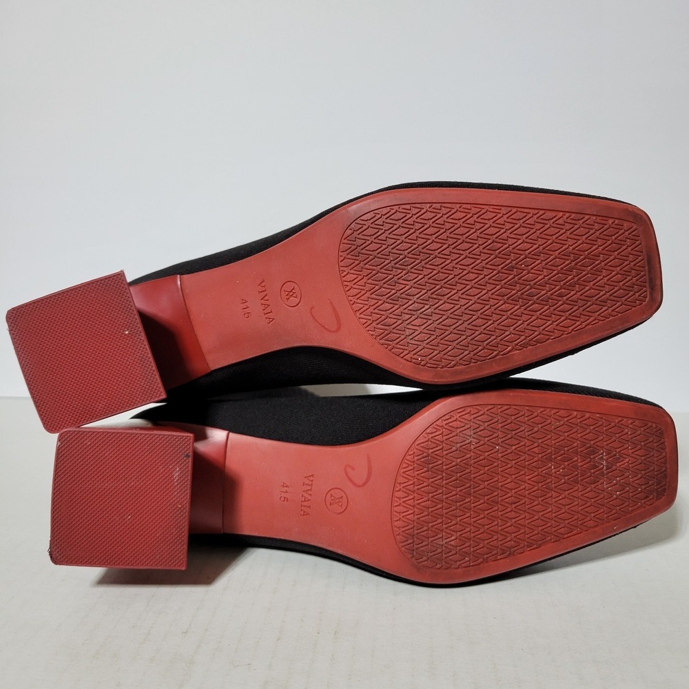 Vivaia Regina Pro Square Toe Heeled Boots Red Block Heel Black Sz 41.5 Sz 10 - Picture 7 of 7